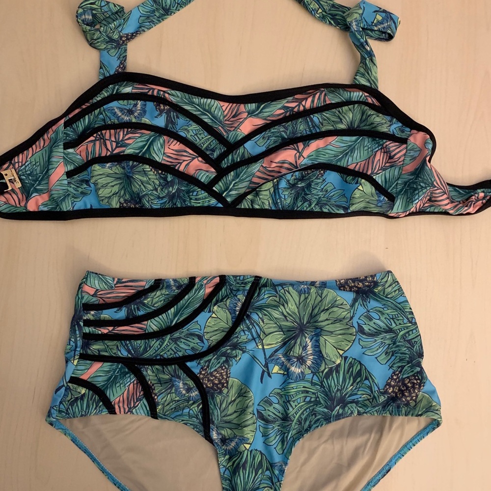 ModCloth Miami floral pattern high waisted bikini